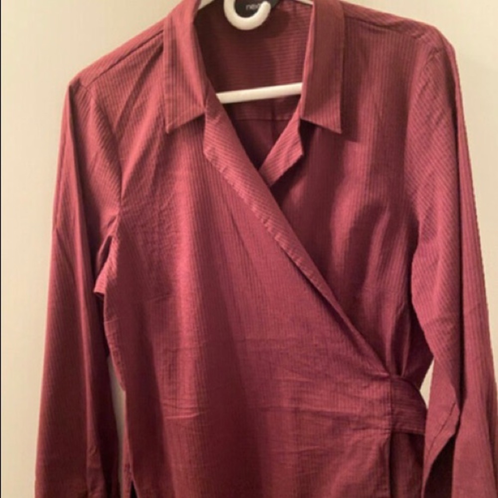 Next Burgundy Wrap Dress Shirt
